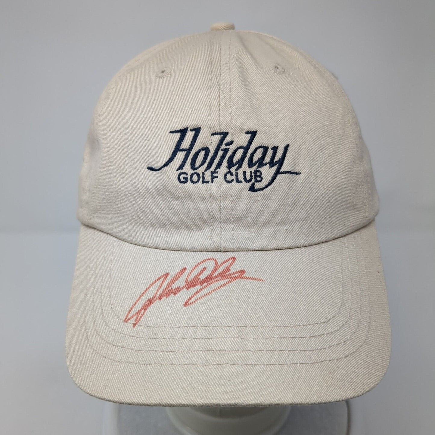 Holiday Golf Club Strapback Hat Tan OSFA Embroidered Logo Autographed John Daly