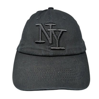 NY New York Slideback Hat Black One Size Adjustable Solid 6 Panel