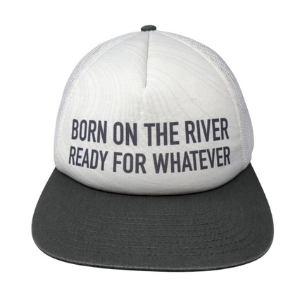 Born on The River Snapback Trucker Hat White OS Adjustable Mesh NRS Moscow Idaho