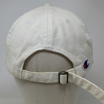 Champion 5 Panel White Hat One Size Strapback 100% Cotton Embroidered Logo