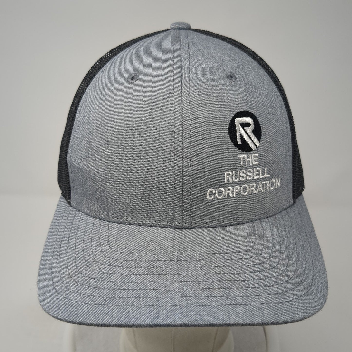The Russell Corporation Trucker Hat Gray Large Adjustable Mesh Back Richardson