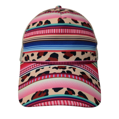 Unbranded Ponyback Strapback Trucker Hat Multi OS Adjustable Mesh Back Leopard