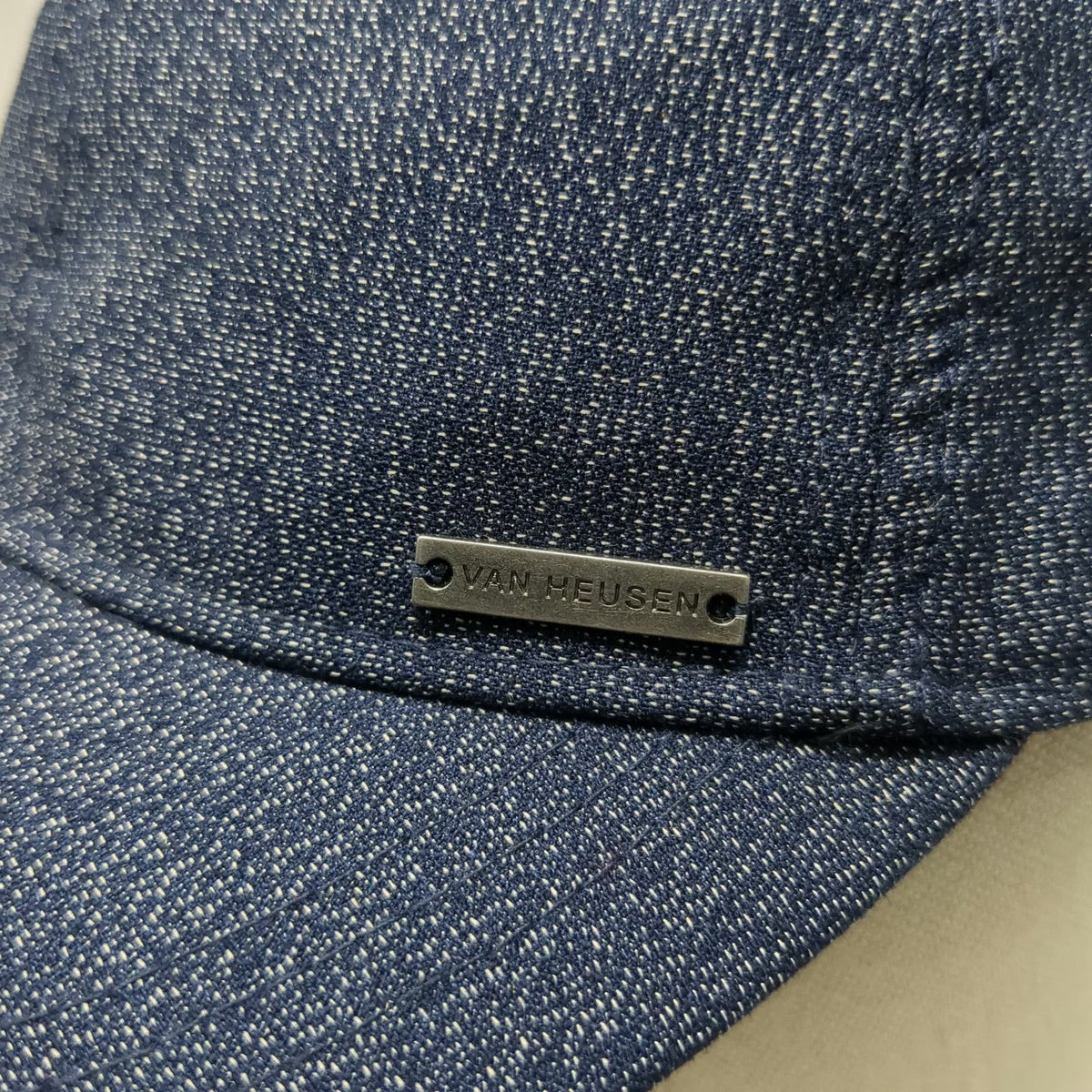 Van Heusen Baseball Cap Blue One Size Metal Logo Heathered Wool Blend Hat