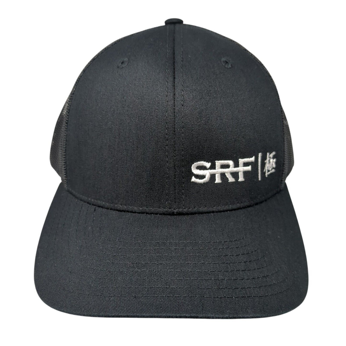 SRF Snapback Trucker Hat Black One Size Adjustable Mesh Back 6 Panel Richardson