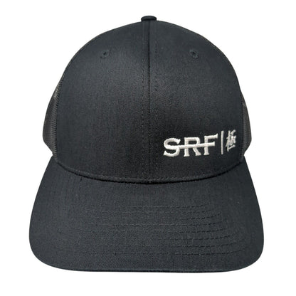 SRF Snapback Trucker Hat Black One Size Adjustable Mesh Back 6 Panel Richardson