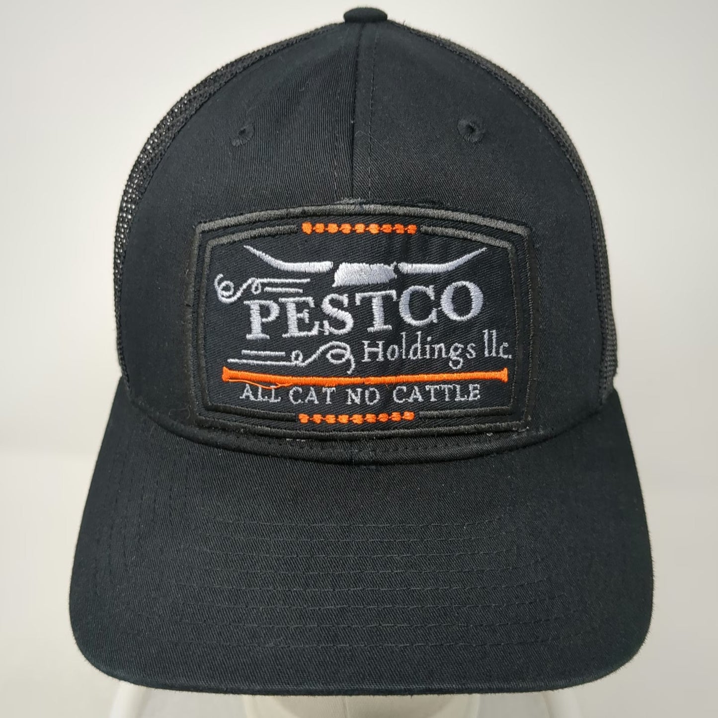 Richardson Trucker Hat Black One Size Pestco Holdings All Cat No Cattle Patch