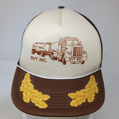 Crown Cap Trucker Hat Brown OSFM SVT Inc Semi Tanker Truck Scrambled Eggs Rope