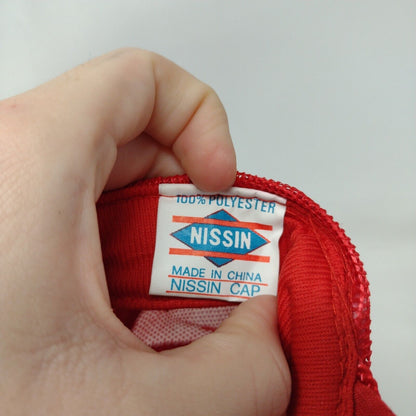 Mr. Wizard Auto Body Snapback Trucker Hat Red OSFA Adjustable Mesh Back Nissin