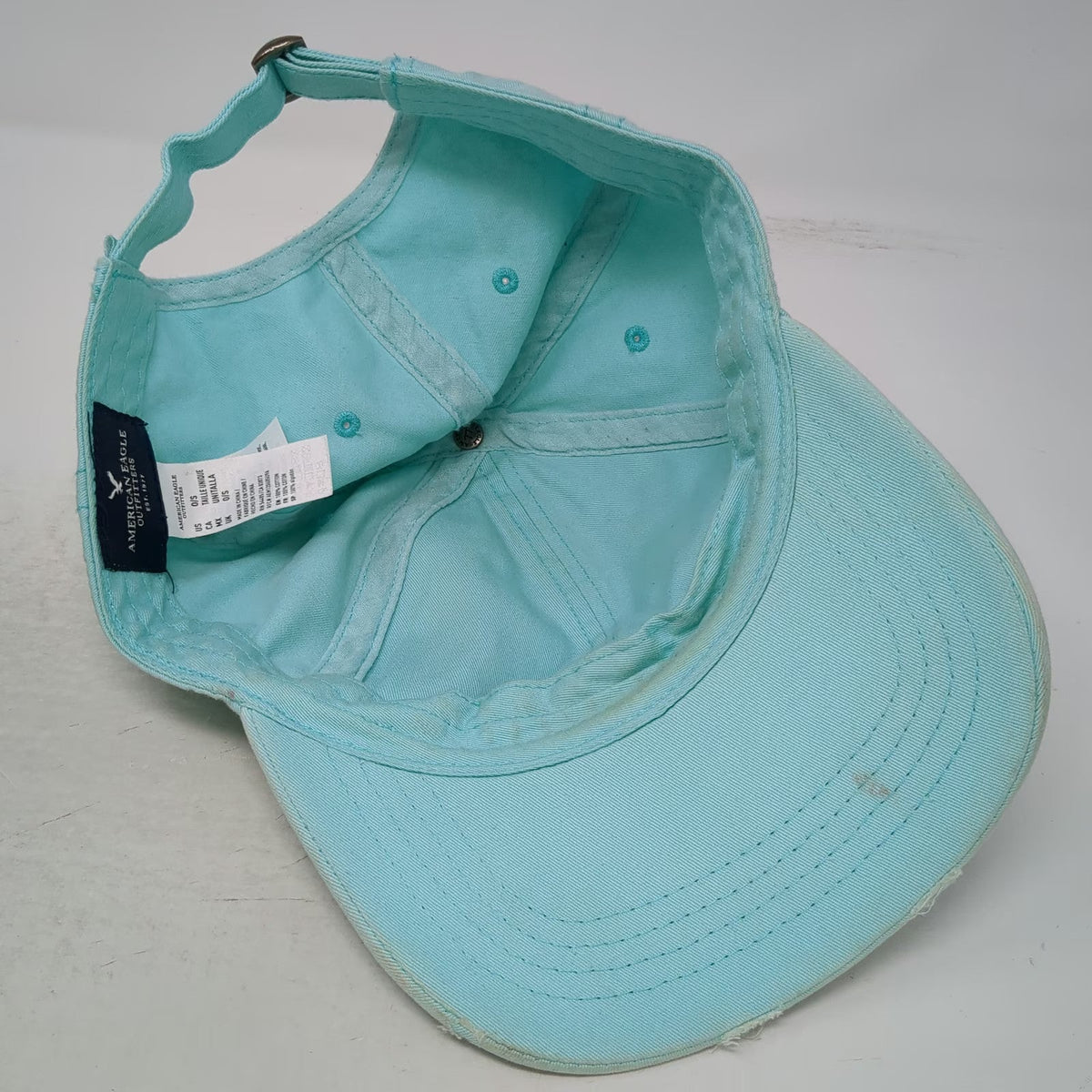 American Eagle Baseball Cap Blue One Size Distressed Cotton Slideback Plain Hat