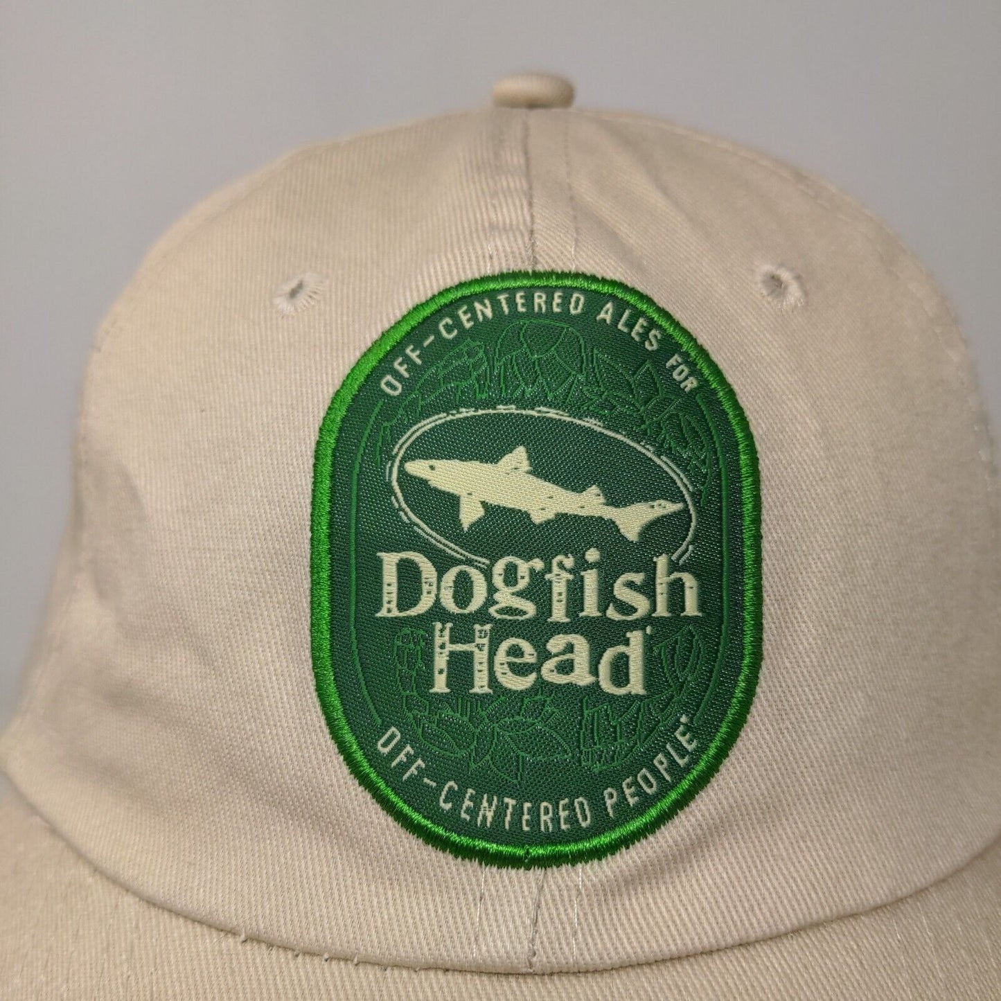 Dogfish Head Men's Slideback Hat Tan Embroidered Logo Beer Ale