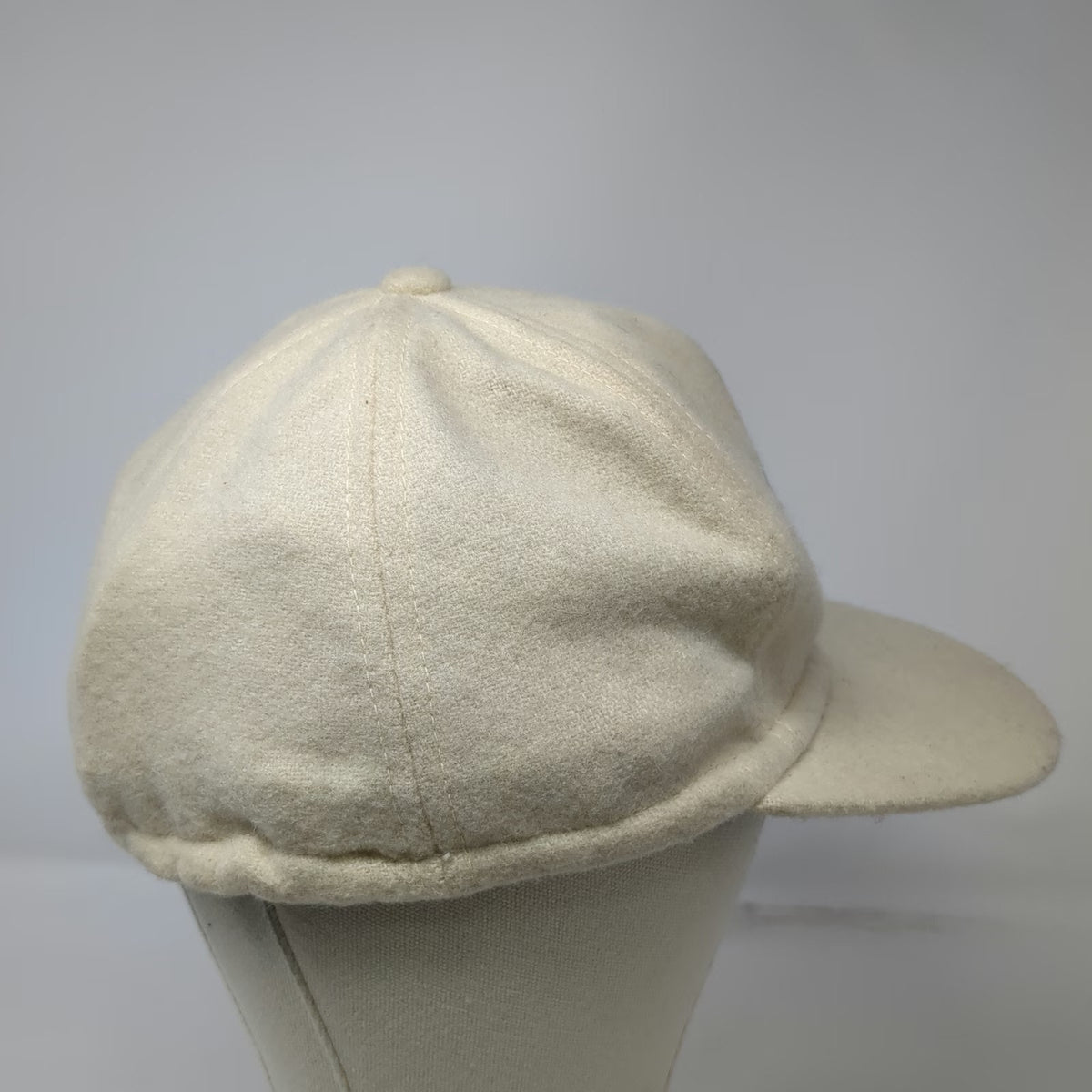 C.C Baseball Cap Beige Blue Brown M Vail Logo Wool Blend Fitted Stretch Hat
