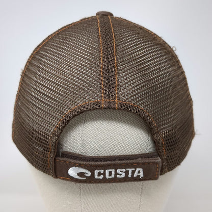 Costa Baseball Cap Brown One Size Fish Skeleton Patch Mesh Back Strapback Hat