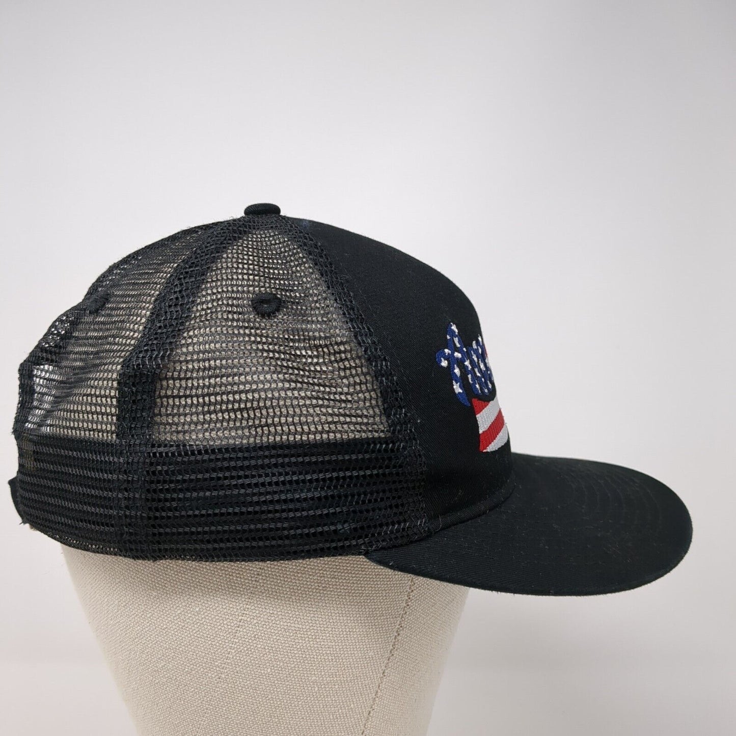 America Slideback Mesh Back Trucker Hat Black One Size Solid Pinnacle