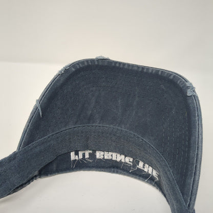 I'll Bring The Fireball Strapback Sun Visor Hat Blue One Size Distressed Adams