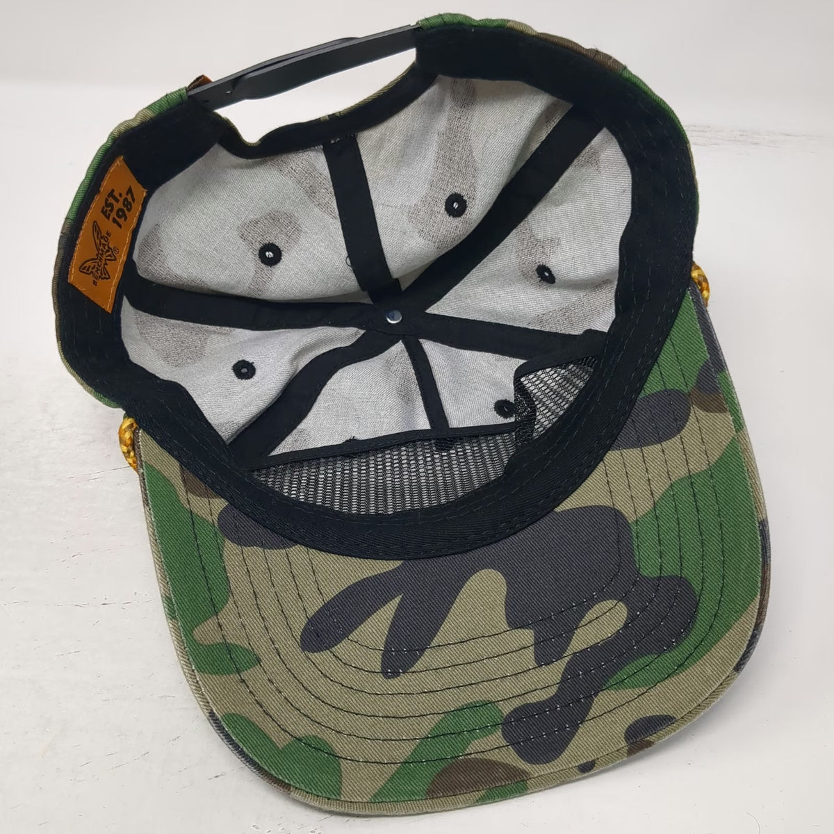 Benchmade 5 Panel Green Camo Hat One Size Snapback Rope Patch Knife Company