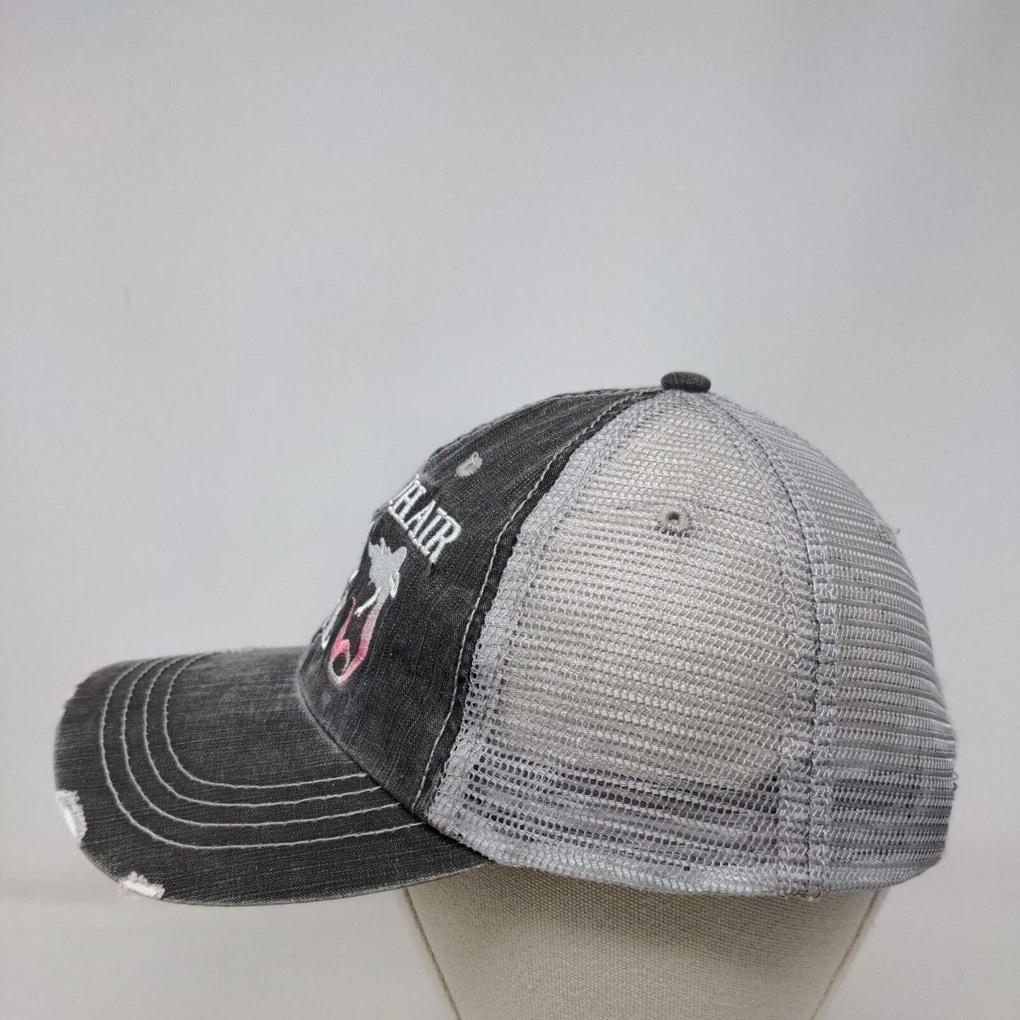 Mermaid Hair Don't Care Strapback Mesh Back Trucker Hat Gray OSFA