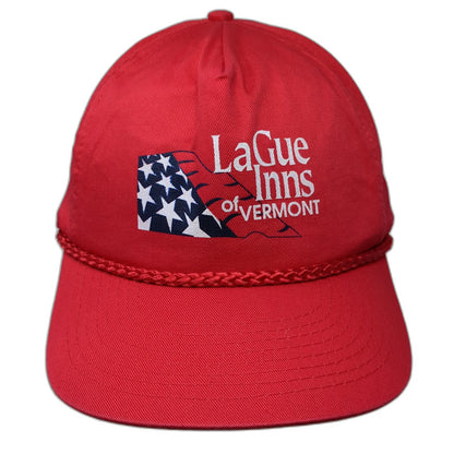 Cobra Caps 5 Panel Red One Size Rope USA Flag LaGue Inns Vermont Snapback Hat