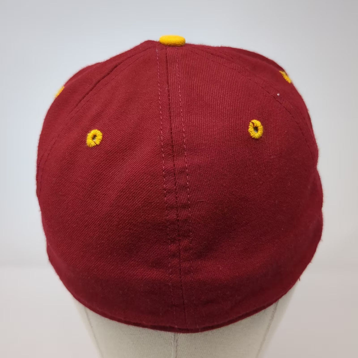 New Era Pro Model MV Fitted Hat Cap Red Yellow Size 7 1/8 Made in USA 6 Panel
