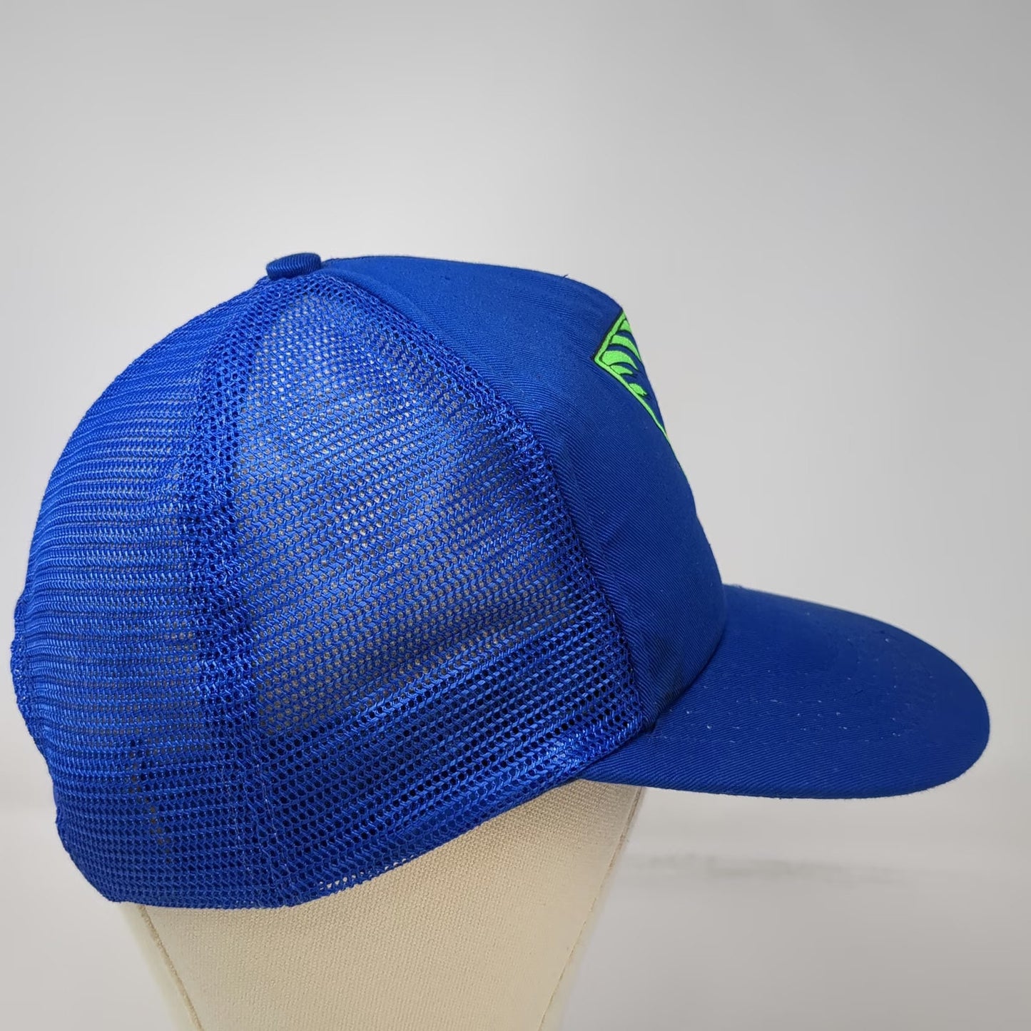 Blue Trucker Hat OS Florida Flamingo Palm Tree Mesh Snapback Foam Front Vintage