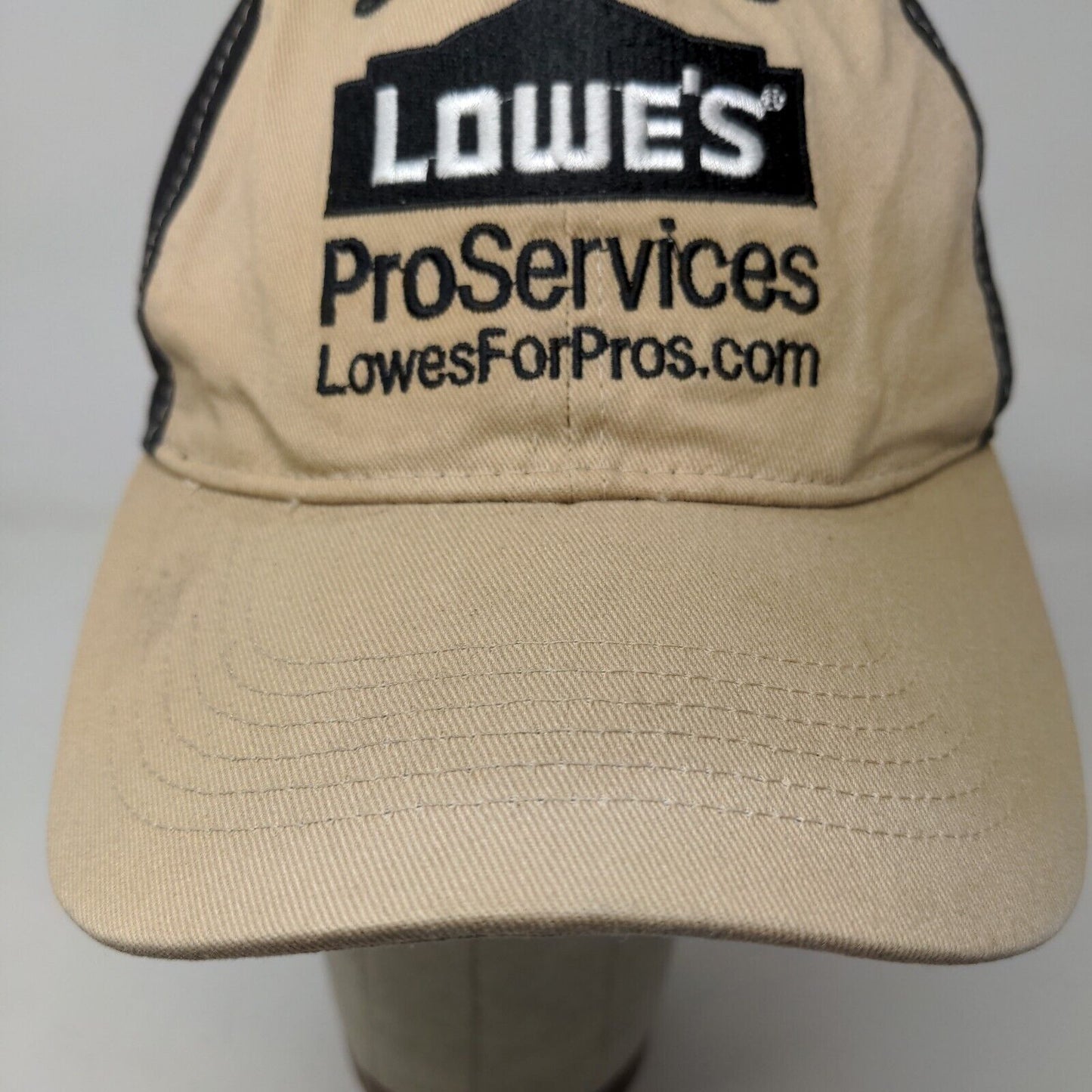 Lowe's Men's Strapback Hat Tan Black Embroidered Pro Services Logo