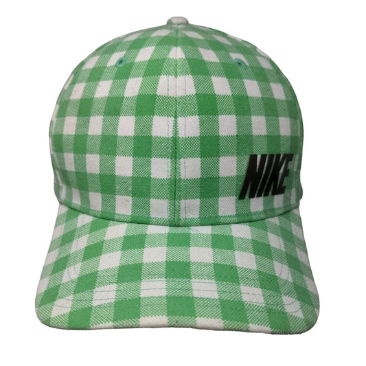 Nike Golf Fitted Hat Green Large/XL Plaid Check 6 Panel Vent Holes