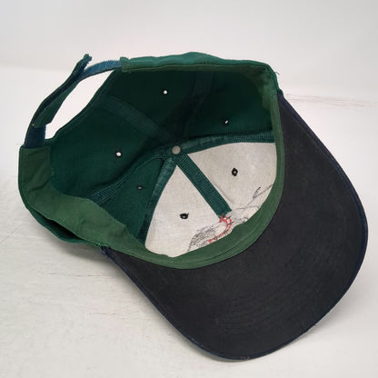 Baseball Cap Green Blue OS Bulldog Mascot Embroidered Hat Strapback Two Tone