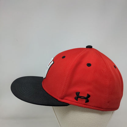 Under Armour Fitted Hat Red Black Size M Embroidered NF Lofo Polyester Blend