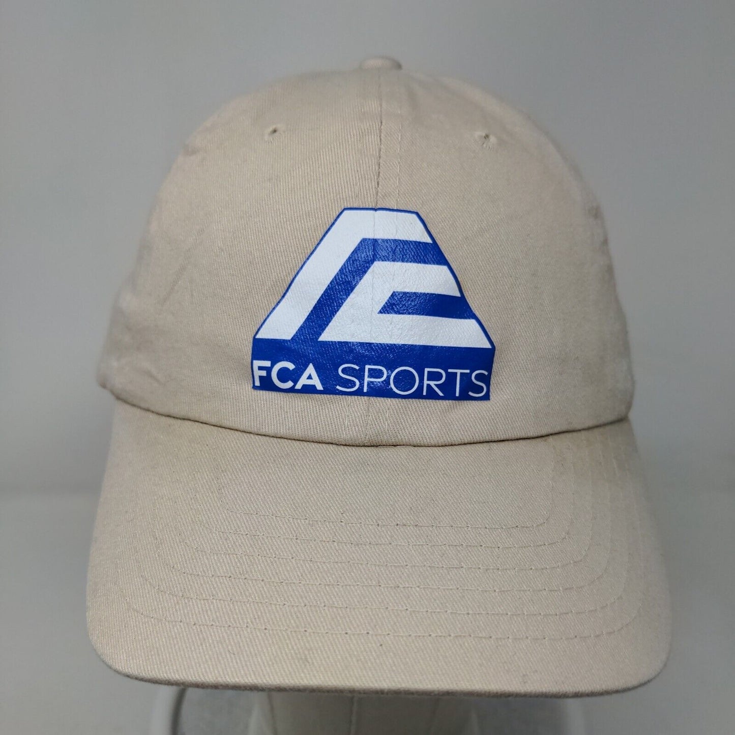 FCA Sports Slideback Hat Tan One Size Adjustable Solid 6 Panel Big X