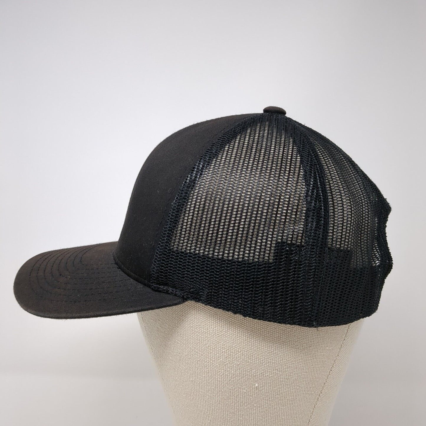 208 Logo Snapback Mesh Back Trucker Hat Black One Size Solid Mesh Back