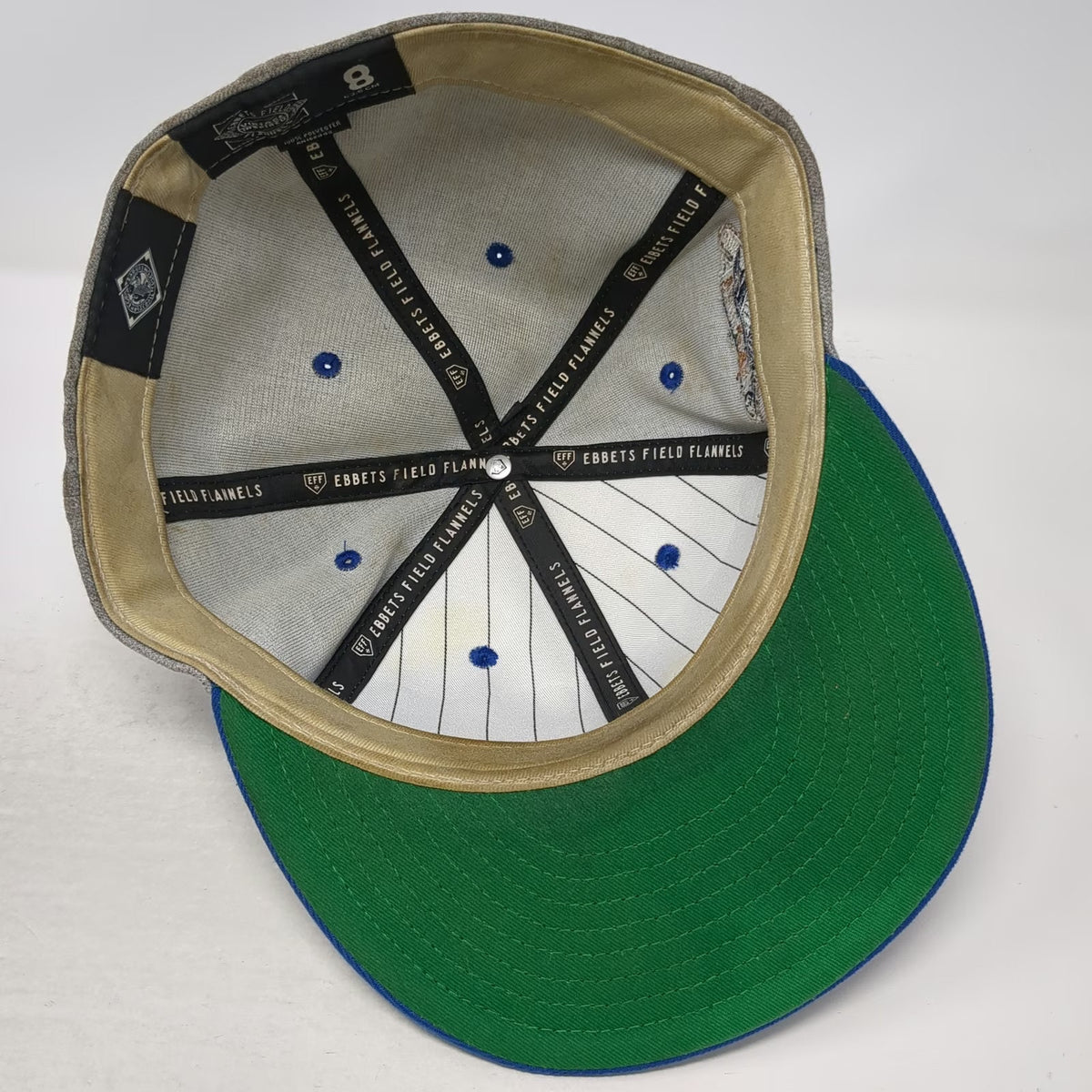 Ebbets Field Flannels Baseball Cap Gray Blue 8 Brooklyn Royal Giants Fitted Hat