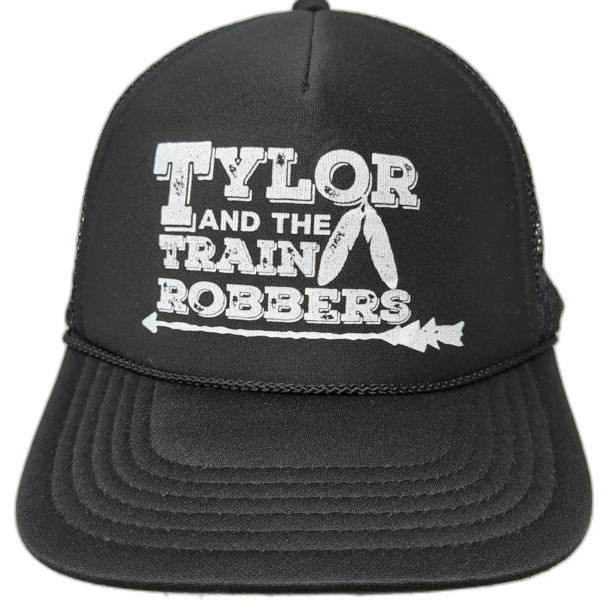 Otto Trucker Hat Black One Size Tylor and the Train Robbers Band Mesh Foam Rope