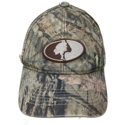 Mossy Oak Baseball Cap Green One Size Camouflage Mesh Logo Strapback Hat