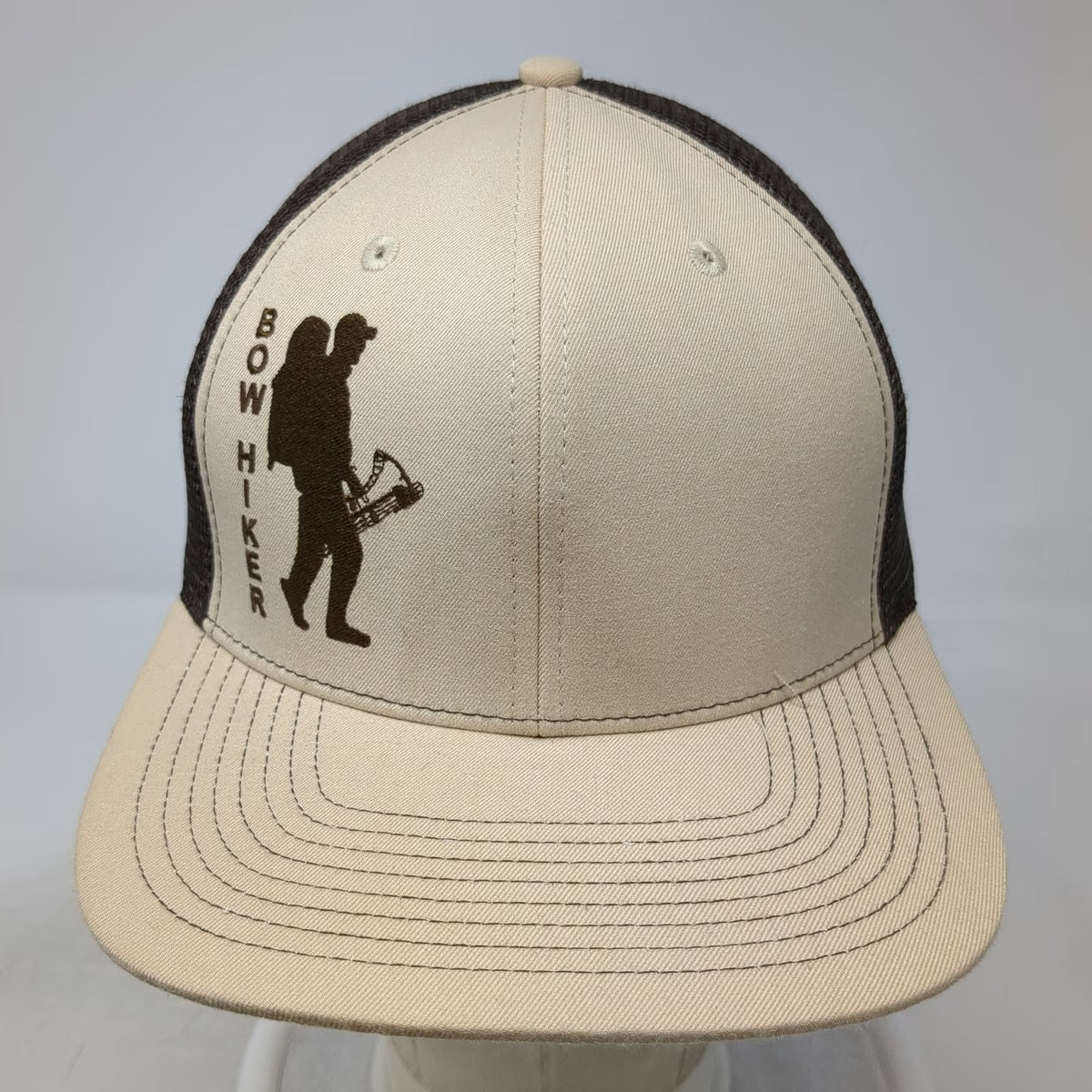 Dead-On Archery Bow Hiker Trucker Hat Beige Brown Gold One Size Mesh Snapback