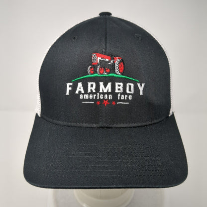 Farmboy American Fare Fitted Trucker Hat Black One Size Mesh Flexfit Yupoong