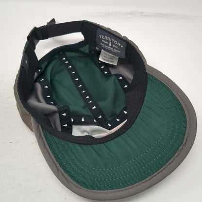 Territory Run Co 5 Panel Green One Size Hat 4FRNT Orange Logo Mesh Slideback
