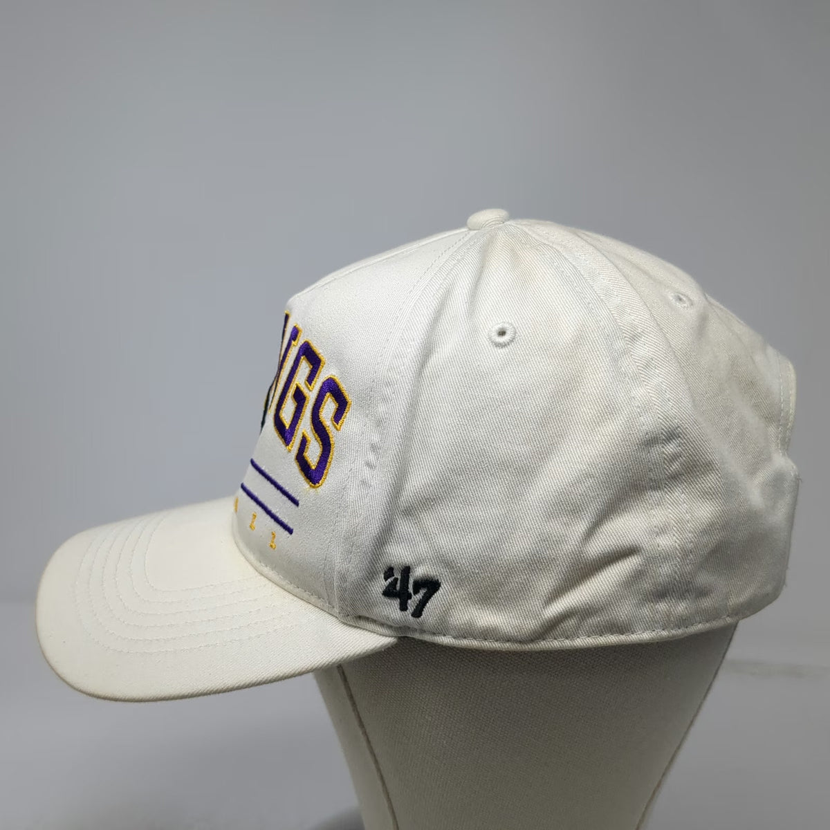 Minnesota Vikings NFL '47 5 Panel White Hat One Size Purple Yellow Snapback