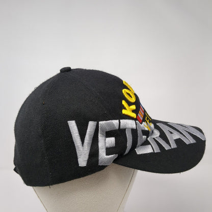 Korea Veteran Strapback Hat Black OS Adjustable Embroidered Patriotic 6 Panel