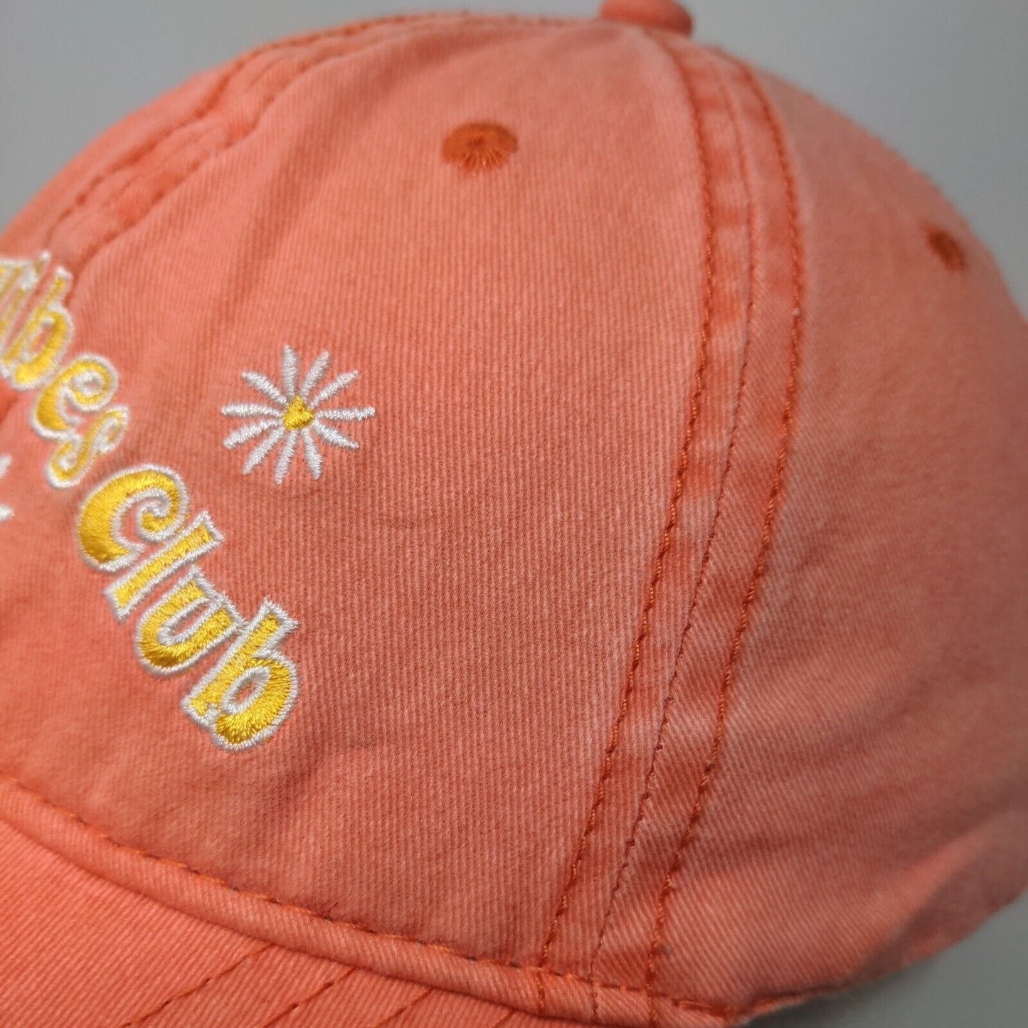 Good Vibes Club Slideback Hat Orange OSFM Adjustable Embroidered Floral Cotton