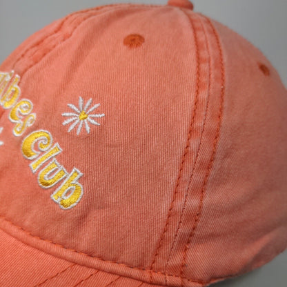 Good Vibes Club Slideback Hat Orange OSFM Adjustable Embroidered Floral Cotton