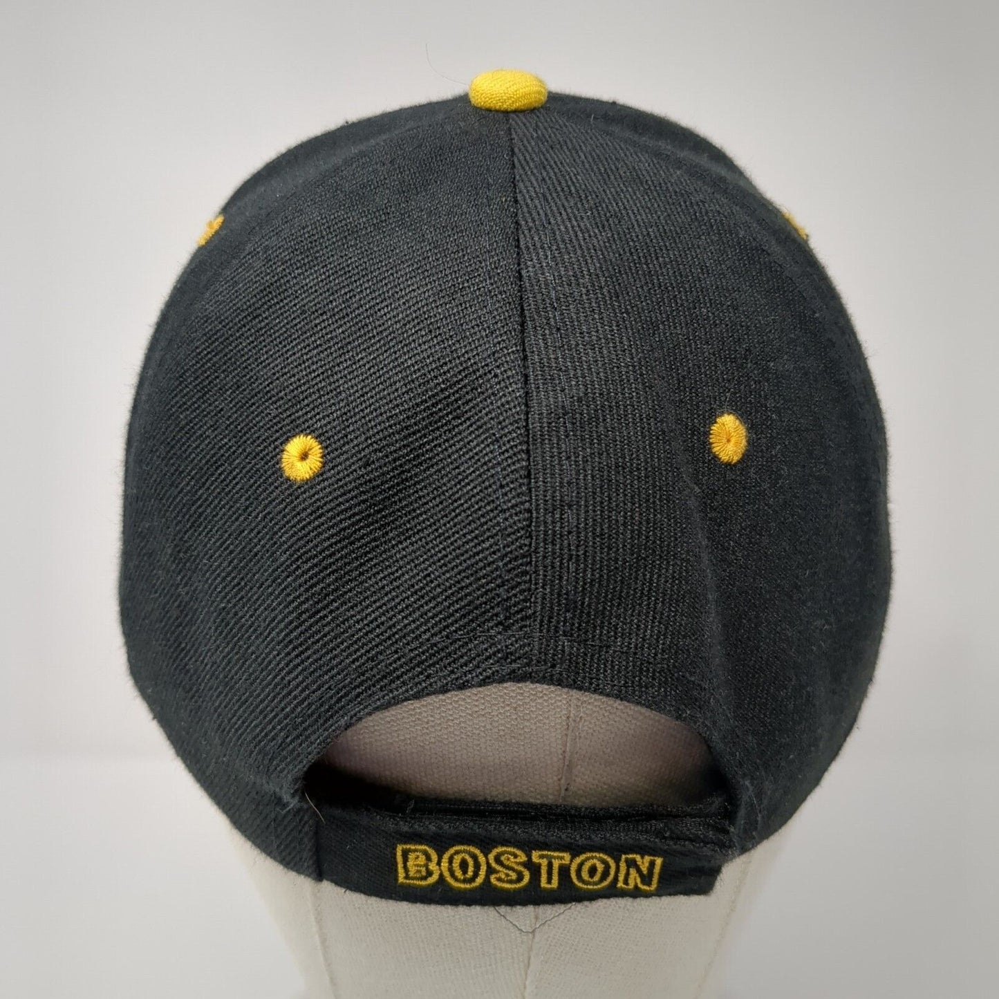 Boston Strapback Hat Black One Size Embroidered Bay State Apparel