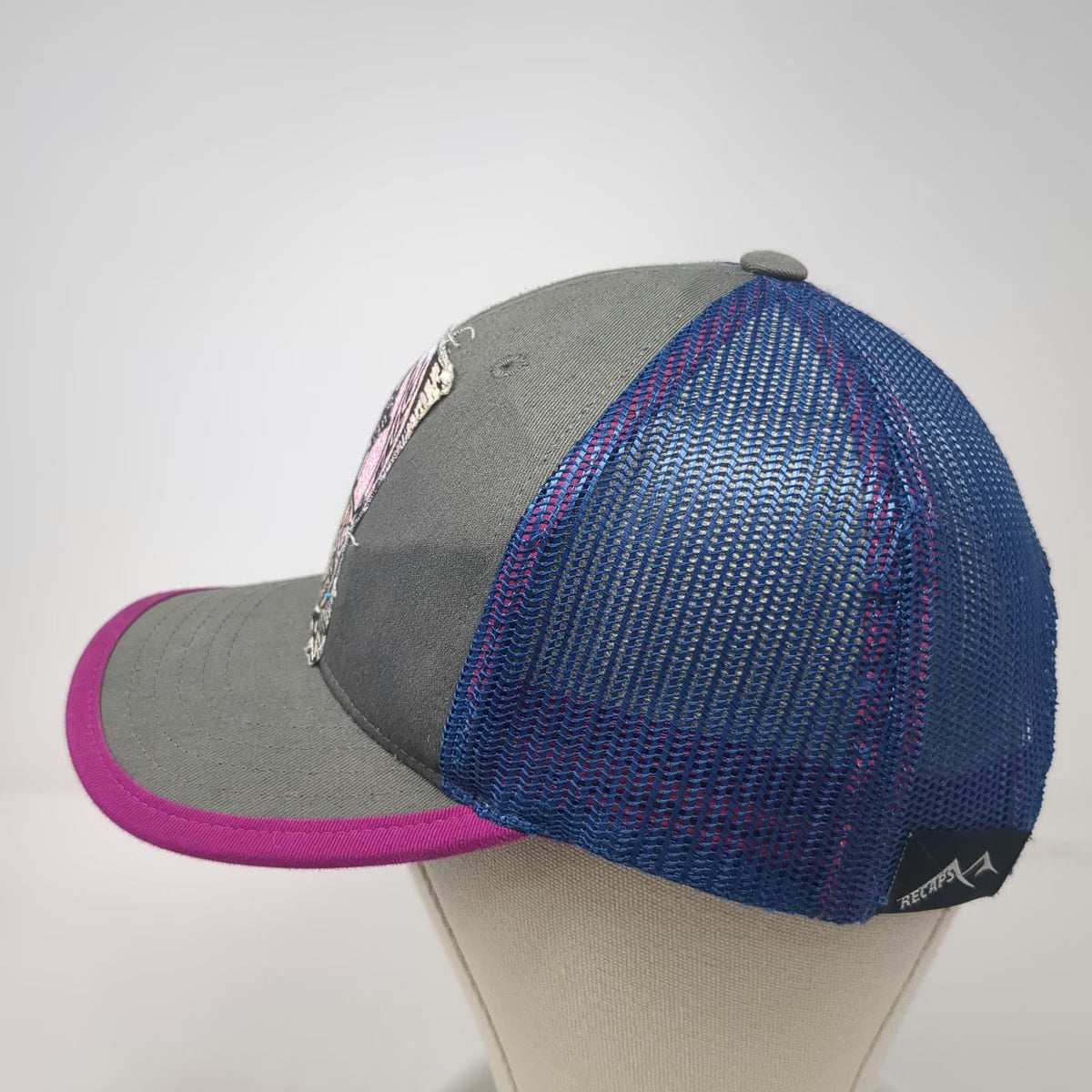Recaps Philipsburg Brewing Company Trucker Hat Gray Blue Pink One Size Mesh
