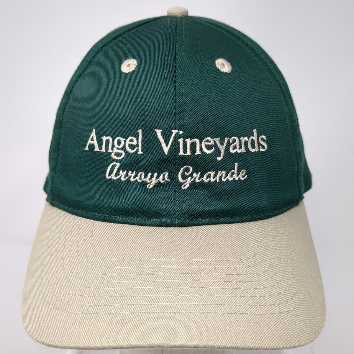 OTTO Snapback Hat Green One Size Angel Vineyards Arroyo Grande Two Tone Beige