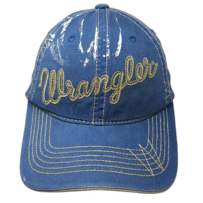 Wrangler Baseball Cap Blue One Size Hat Since 1947 Distressed Splatter Graphic