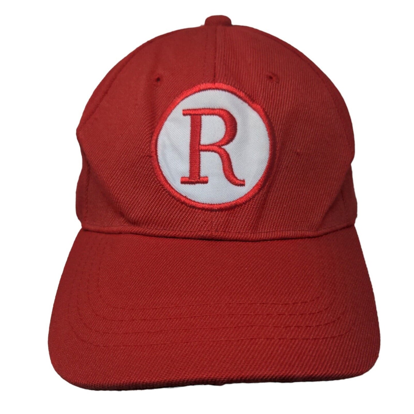 R Logo Strapback Hat Red One Size Embroidered Adjustable 6 Panel