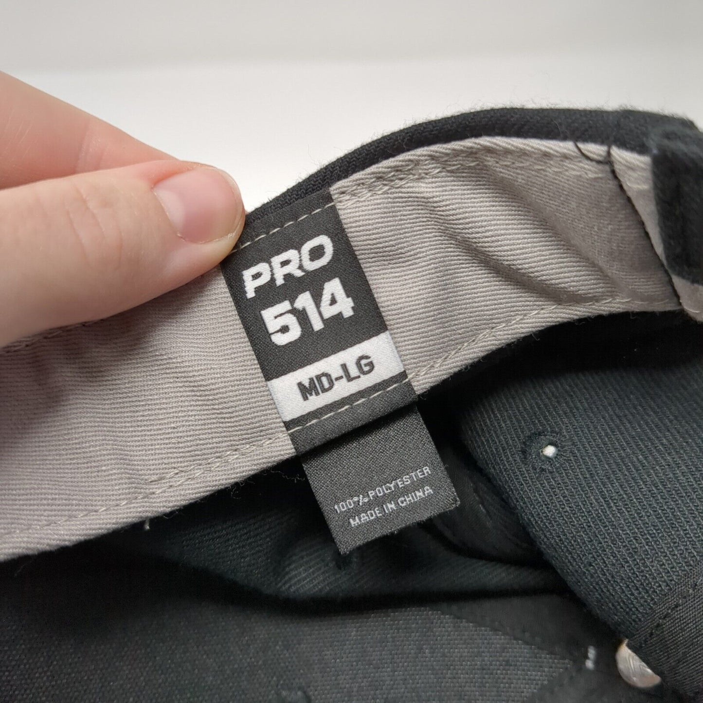 SB Strapback Hat Black M-L Adjustable Embroidered Richardson Pro 514