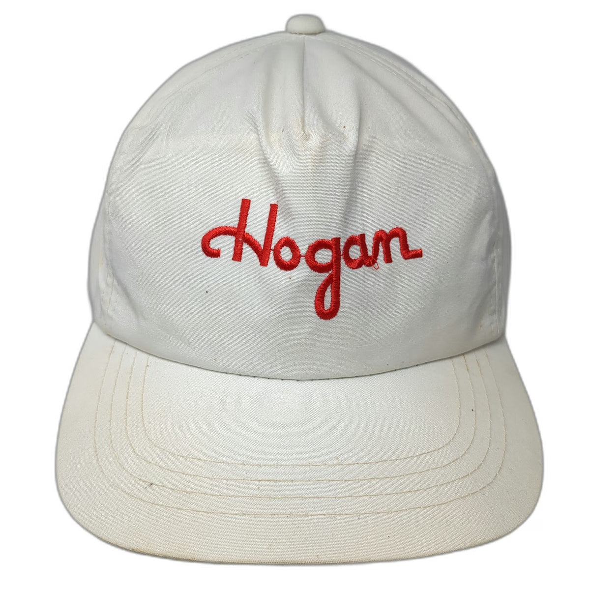 Hogan 5 Panel White One Size Snapback Green Underbrim Script Logo Hat