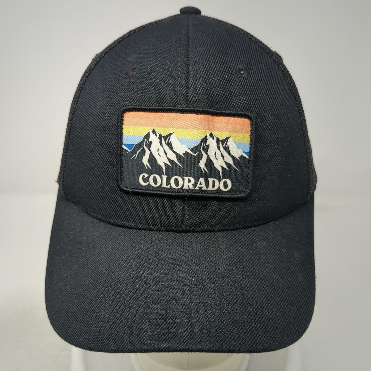 Local Crowns Trucker Hat Black One Size Colorado Mountains Patch Snapback
