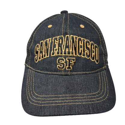 San Francisco SF Strapback Hat Blue One Size Adjustable Embroidered Lanza Cotton