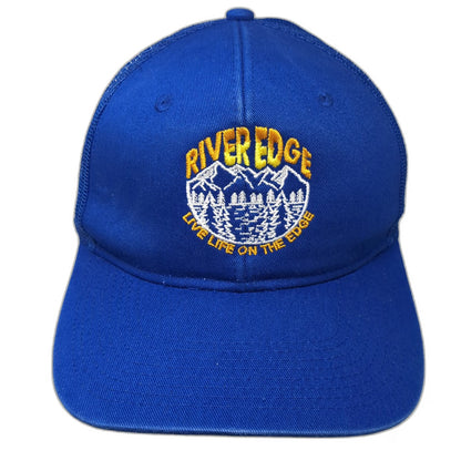 Port Authority Trucker Hat Blue One Size River Edge Mountains Mesh Snapback