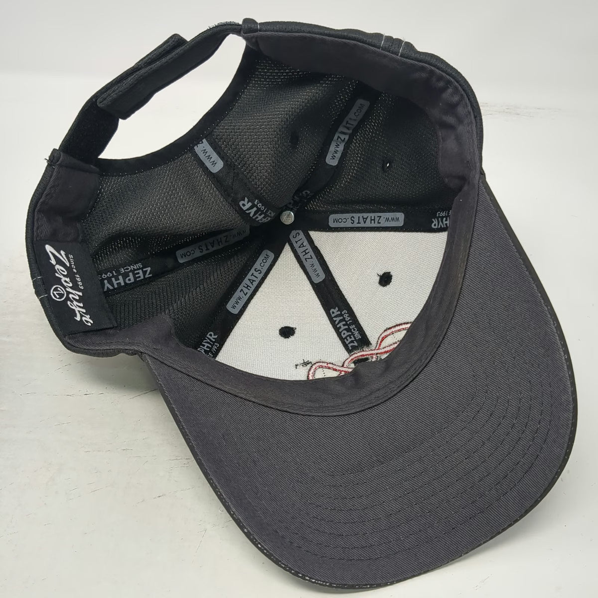 Zephyr Baseball Cap Gray One Size Park City Red Embroidery Performance Mesh Hat
